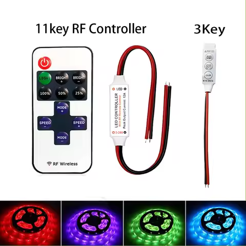 LED Strip Controller Mini Dimmer RF Remote DC 5V 12V 24V Controller For LED 5050 5630 2835 Strip Sin