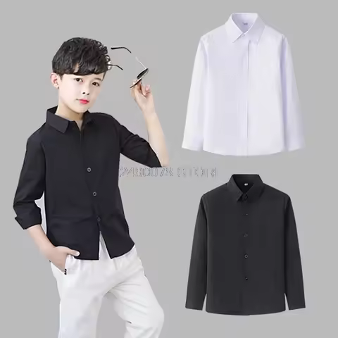 Boys White Shirts for Kids Clothes Solid Cotton Formal Shirt for boys Teenagers School Performance U