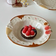 New Style Influencer Plate ins Style High-End Dessert Plate Household Fruit Plate Ceramic Breakfast 