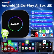 2025 Carlinkit CarPlay แอนดรอยด์13กล่องทีวี Android SM6115กล่องอัจฉริยะ4 + 64GB Quad-Core สำหรับ Net