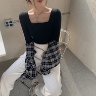 T TW2024 Spring Autumn Inner Long-Sleeved T-Shirt Slim-Fit Low-Neck Bottoming Shirt ins Trendy Tight