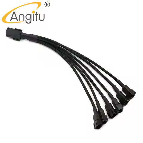 Angitu PCI-E 6Pin Female to 6x 3Pin 4Pin Fan Splitter Cable 22awg wire