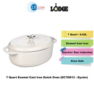 Lodge EC7OD13 - 7 Quart Oval Oyster Essential Enamel Cast Iron Dutch Oven