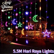 ⭐2026 Hari Raya Star Moon Led Light 8 Modes Lampu LED 3.5M Fairy Lights Battery Operated Lights Hari