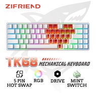 ZIFRIEND TK68 RGB Mechanical Keyboard Side-Printed Gradient Backlight Heart Keycaps Hot-Swappable