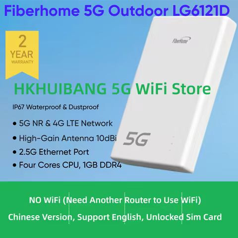 Fiberhome 5G Outdoor Router LG6121D 2.5GE LAN Port High Gain Cellular Antenna IP67 POE CPE 5G 4G LTE