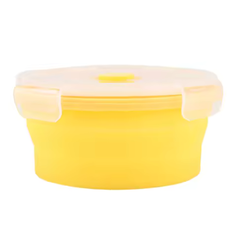 500ml Round Silicone Box Food Container Food Storage Container Collapsible Lunch Box Microwave Food