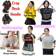 DL Crop Mesh Hoodie Top Women's Sports Hat Mesh Top