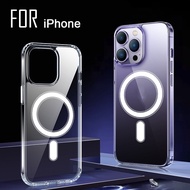 Transparent For Magnetic Wireless Charging Case for iPhone 16 15 14 13 12 11 Pro Max Mini XR Xs 7 8 