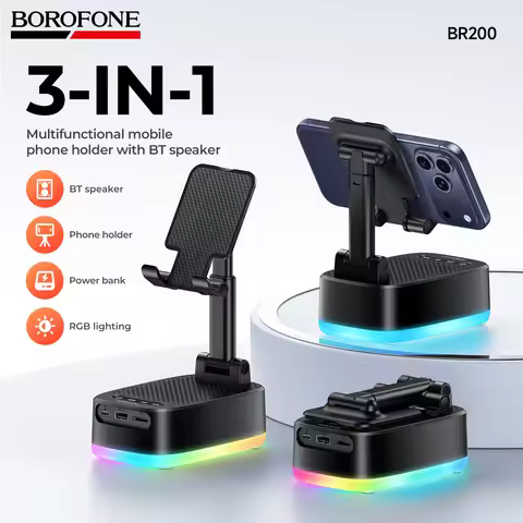 BOROFONE BR200 3-In-1 Wireless Speakers with Mobile Phone Charging Holder Stand Portable Desktop Mus