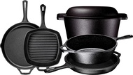 Pre Seasoned Cast Iron 6 Piece Pots And Pans set Double Dutch Oven Crockpot Cooking Set Cast Iron Sk