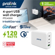 Prolink 120W 4-Port GaN Wall Charger USB Charger Fast Charging compatible for Macbook/iPhone/Xiaomi