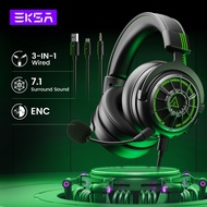 EKSA E5000 Pro ชุดหูฟังแบบมีสาย7.1สำหรับเล่นเกมหูฟังรอบทิศทางสำหรับพีซี /Xbox/ PS4พร้อมไมโครโฟน ENC