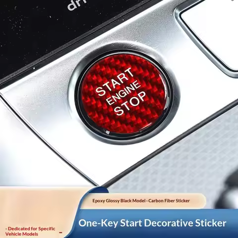 Carbon Fiber Car Styling Interior Engine Start Stop Button Cover Sticker For Audi A4 A3 A6 C8 A5 Q5 