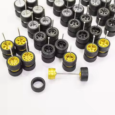 10sets 10.8mm 1/64 Alloy Car Wheels with Rubber Tires for 1:64 Matchbox/Domeka/HW/ Mini Model Cars