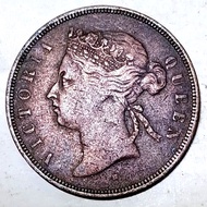 Uang Kuno Straits Settlments (Malaysia) 1 Cent Tahun 1874 Victoria 