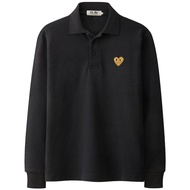 2024 Style Embroidery Gold Heart PLAY CDG Men Long Sleeve Polo shirt