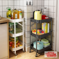 T-One MY Multifunction 3 Tier Trolley Storage Rack Foldable Trolley  Lockable Wheels Shelves Kitchen Rack