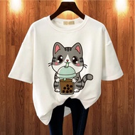 GET FASHION - KAOS WANITA CATS CUTE ATASAN DEWASA T SHIRT DISTRO BLUS JUMBO PRINT BAJU KAOS