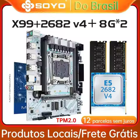 X99 Motherboard Set SOYO with Xeon E5 2682 V4 LGA2011-3 2682 v4 CPU 16GB [8G*2] DDR4 RAM Desktop Gam