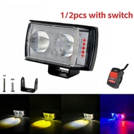 【BET】LED Motorcycle Headlight Short Three Sides Spot Light High Bright 12V White[my]