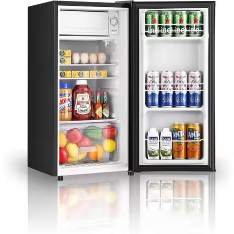 3.1 Cu.Ft Mini Fridge with Freezer, Single Door Mini Refrigerator, 5 Settings Temperature Adjustable