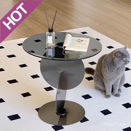 Designer Bedside Table Creative Corner Table Tempered Glass Modern Side Table Light Luxury Living Ro