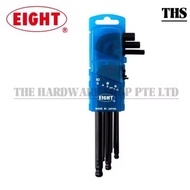 EIGHT L-shaped Metrics Inches Allen Key Set Ball End Hex Wrench Black Tool Kit Door Holder