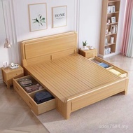 Beech Wedding Wood Bed Style 1.5m Nordic Room Bed Log 1.2m1.351.8m Double Bed Mishi Bed Owner Y13M