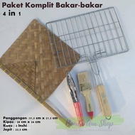 Panggangan Ikan Gagang Kayu Pemanggang daging ayam sate Alat panggang jepit buah Kuat besi lebih Bes