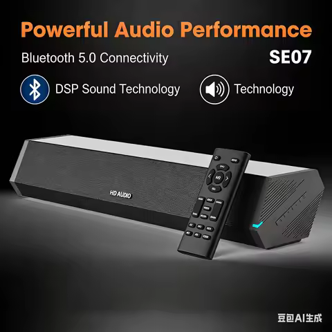 SE07 Home Theater Soundbar,50W Powerful Audio Bluetooth 5.0 &multifunction (HDMI-ARC/Optical/AUX/USB
