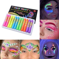 UV Glow Face Paint 12 Colors Sticks - Neon Blacklight Body Paint