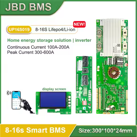 JBD BMS Lifepo4 16S 48V Solar Energy Storage Battery Li-ion Inverter BMS 8S 100A 150A 200A 9S 10S 12