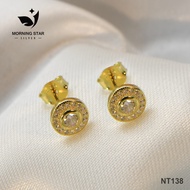 Silversmith NT138 Silver COATED gold plated Stone Stud Genuine 92.5% Silver Ladies Women Earrings