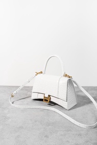 Tas Wanita Balenciaga Hourglass Xs Croc Stamp GHW White Original