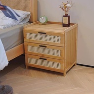 Bamboo Nightstand Rattan Nightstand Drawer Side Table, Funky Home - Bamboo Nightstand with Drawer St