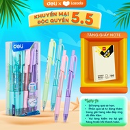 Hộp 50 Bút bi mực xanh 0.7mm DELI bút viết trơn mực đều có đệm tay bút bi dầu đầu bấm văn phòng phẩm