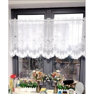 Langsir Dapur Putih Pendek Pintu, Tingkap Kabinet Murah / White Mesh Lace Short Curtain for Windows Door Kitchen Cabinet