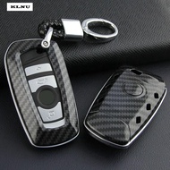 KLNU Carbon Fiber Look Remote Car Key Fob Cover Case Hard Shell Holder with Chain For BMW BMW F10 F2