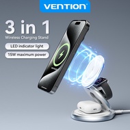 Vention 15W Foldable 3 in 1 Wireless Magnetic Charger Fast Charging Dock For Phone/Watch/Earphone