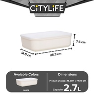 Citylife 2.7L Organisers Storage Boxes Kitchen Containers Wardrobe Shelf Desk Home With Closure Lid - XS H-7701