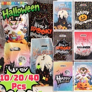 Foldable All Saints' Day Pumpkin Castle Printed Colorful Biscuit Tote Pouch- Large Capacity Plastic 