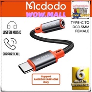 Mcdodo CA-7560 Castle Series Type-C To DC3.5MM Female Cable (Support Call, Audio & Wire Control) 11C