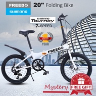 FREEDO 20 Inch Folding Bike Original SHIMANO 7 SPEED Dual Disc Brake Foldable Bike Basikal Lipat