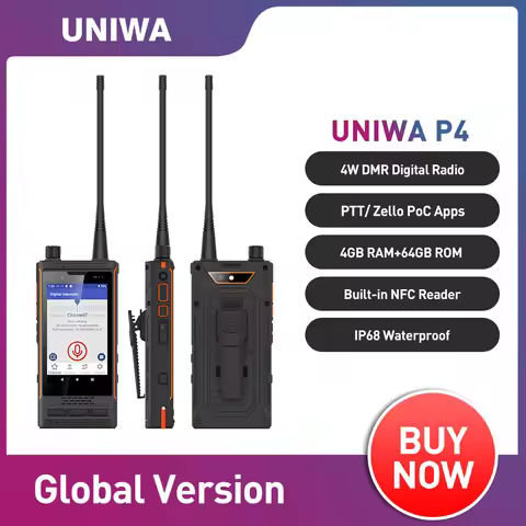 UNIWA P4 Smartphone 4W DMR Analog Walkie Talkie Android 9 MT6762 Octa Core Mobile Phone 4G 64G IP68 