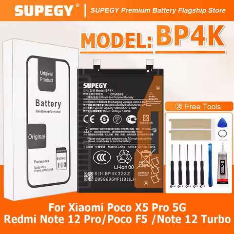 100% New Battery BP4K For Xiaomi Poco X5 Pro 5G/REDMI Note 12 Pro/Poco F5 /Note 12 Turbo Battery + F
