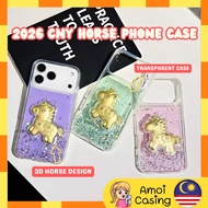 Vivo V7 Plus V25e V27e S1 Y02s Y15s Y15a Y22s Y27 Y35 Y71 Y76 fon sarung kuda CNY gold horse glitter