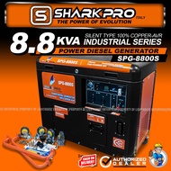 SHARKPRO Italy 8.8kva Silent Type 100% Copper AVR Industrial Series Power Diesel Generator (SPG-8800