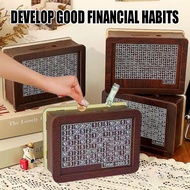 Money Box Wooden Creative with Reusable Bank Money Piggy Counter for Save Kids Money