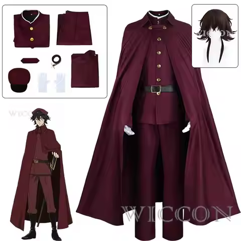 Tetchou Suehiro Cosplay Costume Wig BSD Season 4 Hunting Dogs Team Red Uniform Brown Hair Anime Hat 